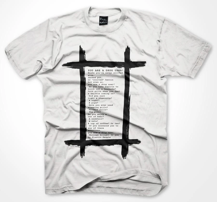 PLASTIC PEOPLE Drug User T Shirt - White 3 PLASTIC PEOPLE Drug User T Shirt - White