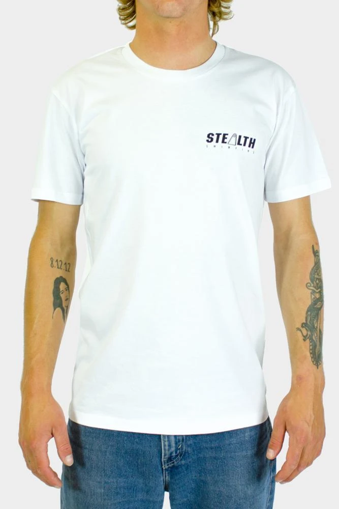 STEALTH BODYBOARDS Fins Logo T Shirt - White 3 STEALTH BODYBOARDS Fins Logo T Shirt - White