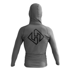 Hubboards Long Sleeve Hooded Rashvest - Grey (Black Print) -surf Sales 642776 2