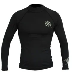 REEFLEX WETSUITS Long Sleeve Rashvest - Black (Silver Print)