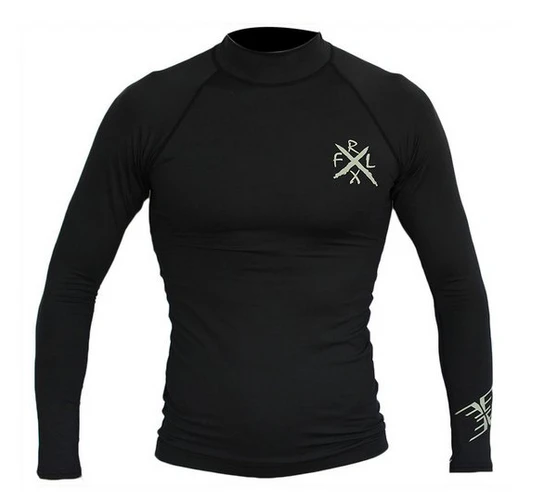 REEFLEX WETSUITS Long Sleeve Rashvest - Black (Silver Print) 3 REEFLEX WETSUITS Long Sleeve Rashvest - Black (Silver Print)
