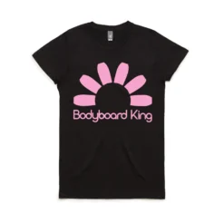 Bodyboard King Logo Womens T Shirt - Black / Pink Logo