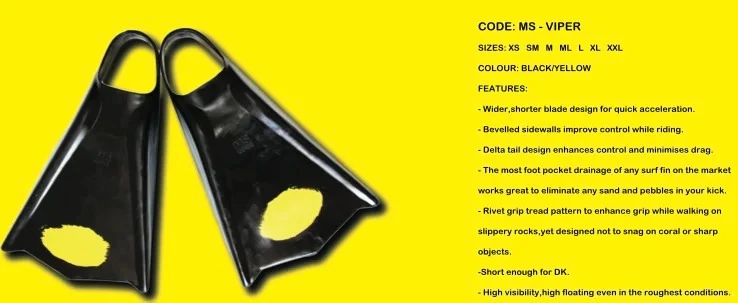 Mike Stewart Viper Bodyboard Fins - Black/ Orange Dot - Soft Flex 6 Mike Stewart Viper Bodyboard Fins - Black/ Orange Dot - Soft Flex - Image 4