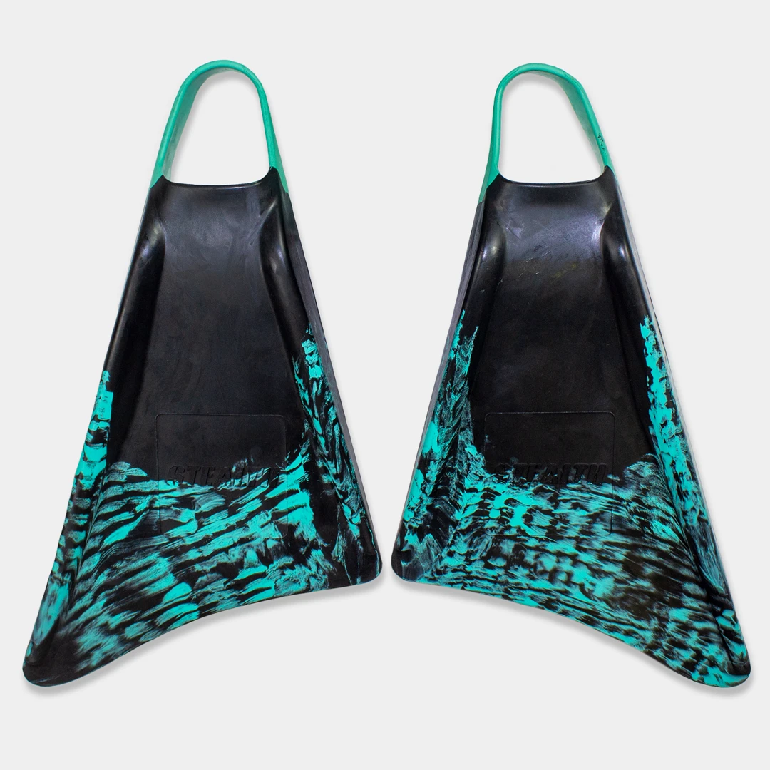 STEALTH S1 SUPREME FINS - Black/ Teal Pattern 3 STEALTH S1 SUPREME FINS - Black/ Teal Pattern